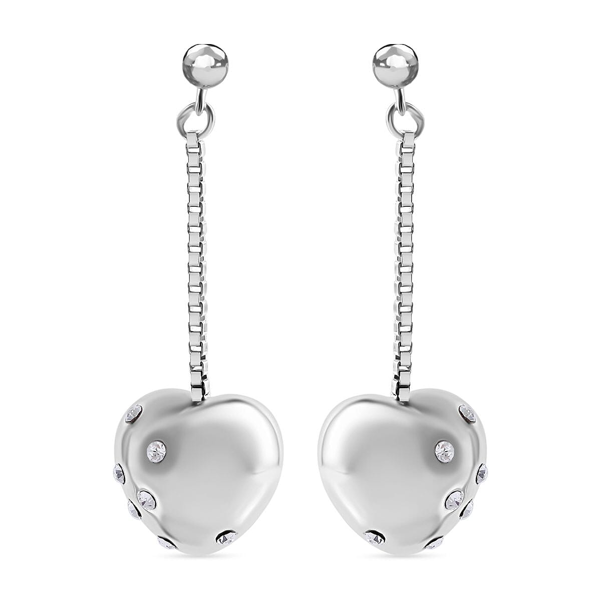 Sterling Silver Crystal Heart Earrings With Push Back 7801271 0