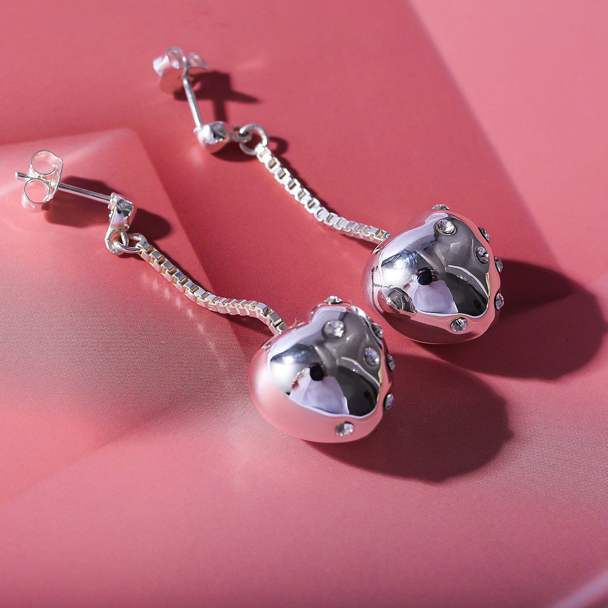 Sterling Silver Crystal Heart Earrings With Push Back 7801271 1