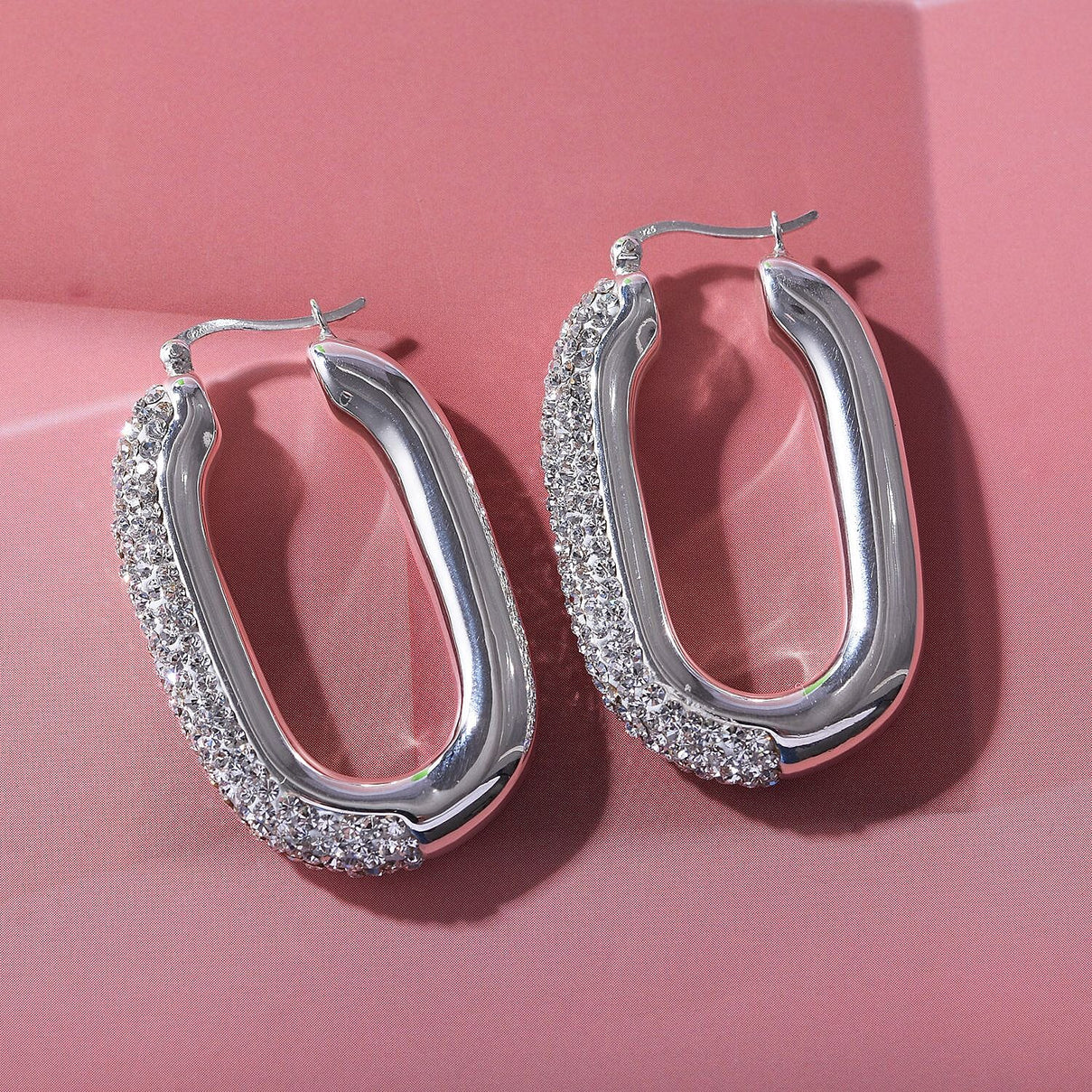 Lustro Stella - CZ Elongated Earrings in Sterling Silver, Silver Wt. 8.3 Gms 7801264 1