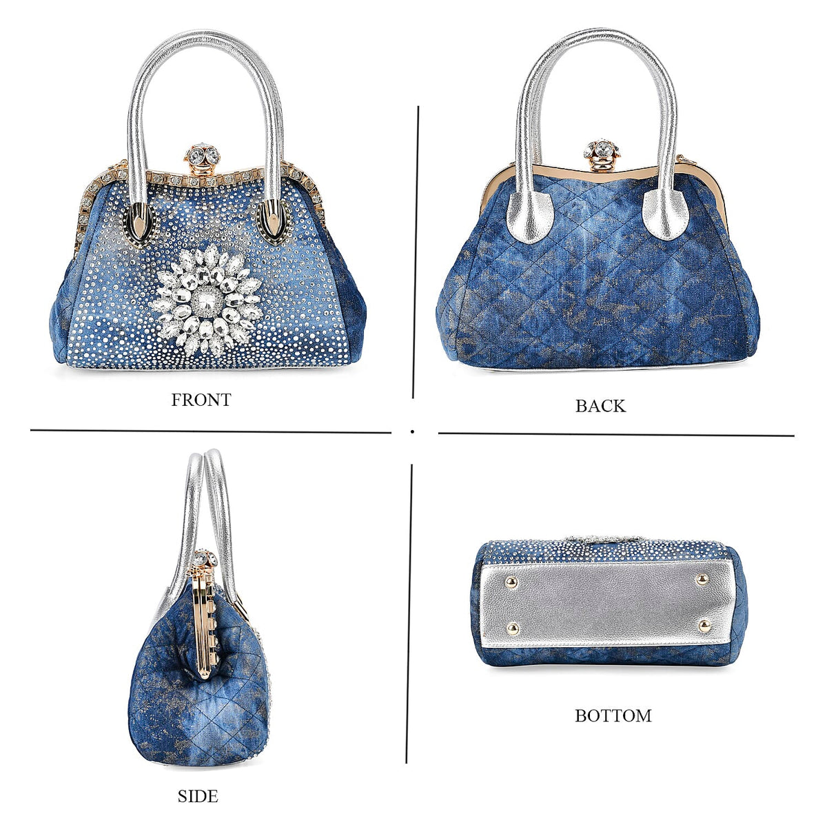 Classic Crystal Embellished Crossbody Bag (Size 28x14x20 cm) - Blue 7854810 7