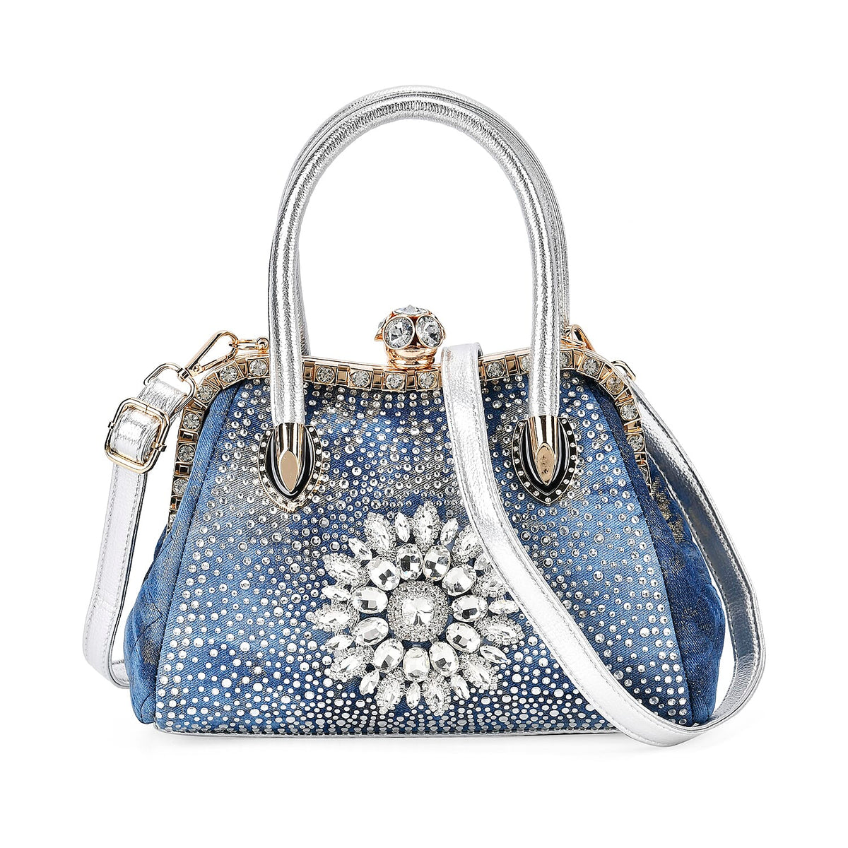 Classic Crystal Embellished Crossbody Bag (Size 28x14x20 cm) - Blue 7854810 2