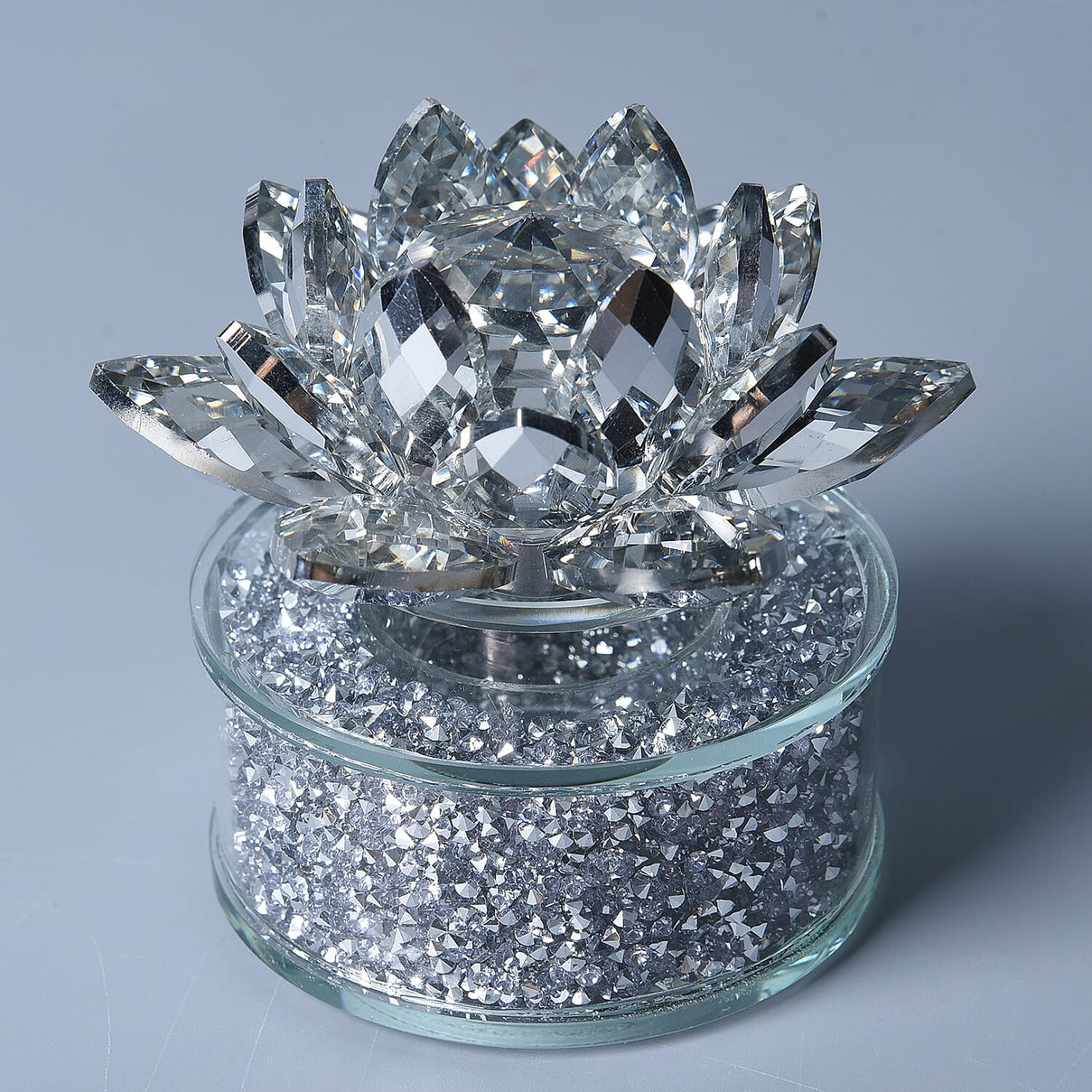 Crystal Lotus LED Light with Silver and Champagne Crystal Rotating Base 6639495 0