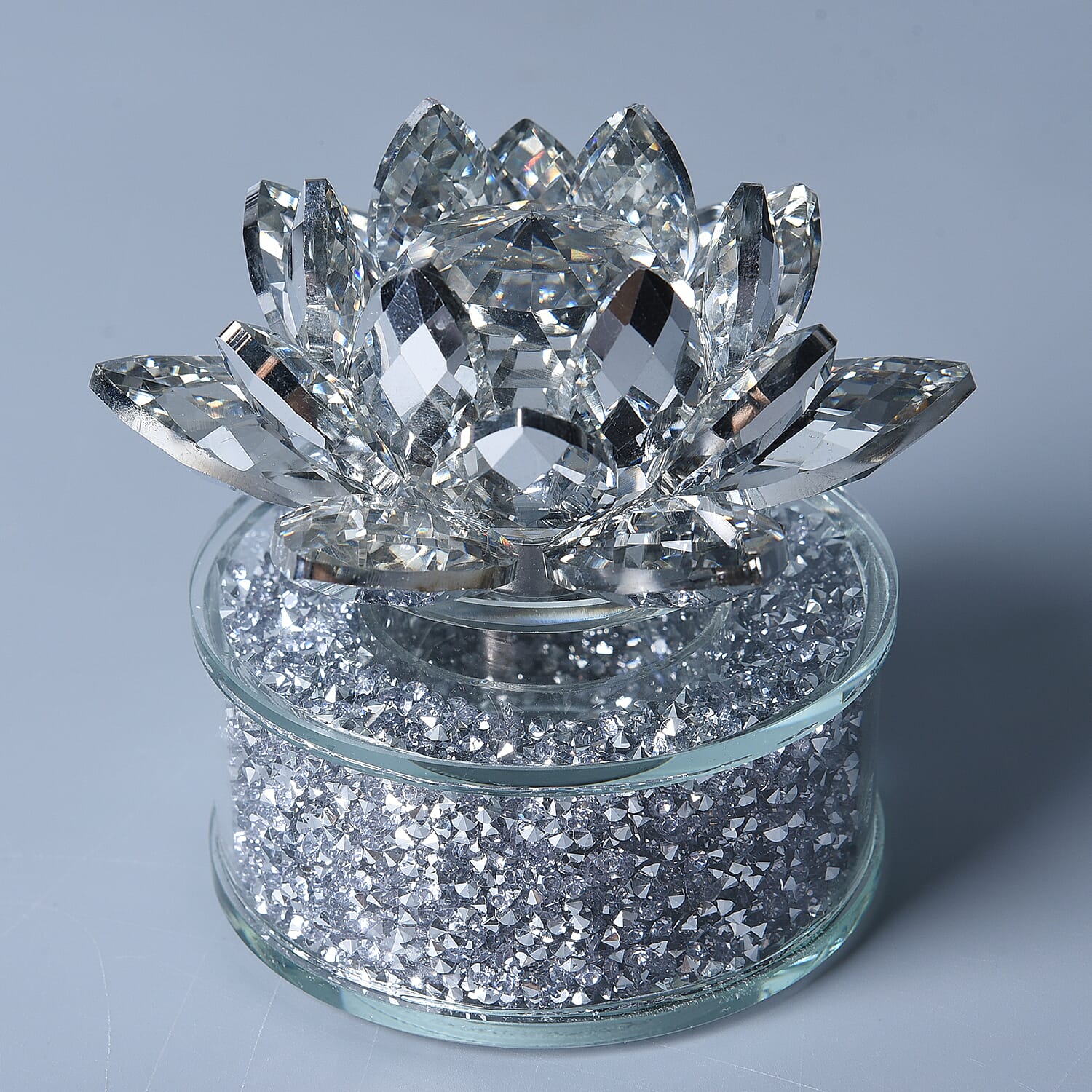 Crystal Lotus LED Light with Silver and Champagne Crystal Rotating Base 6639495 0