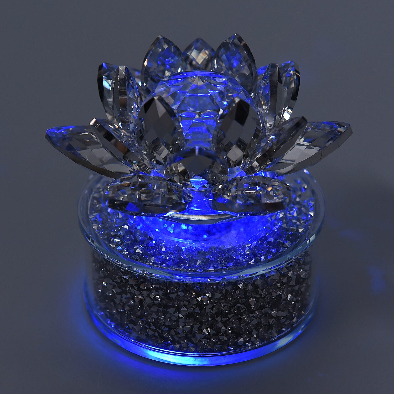 Crystal Lotus LED Light with Silver and Champagne Crystal Rotating Base 6639495 2