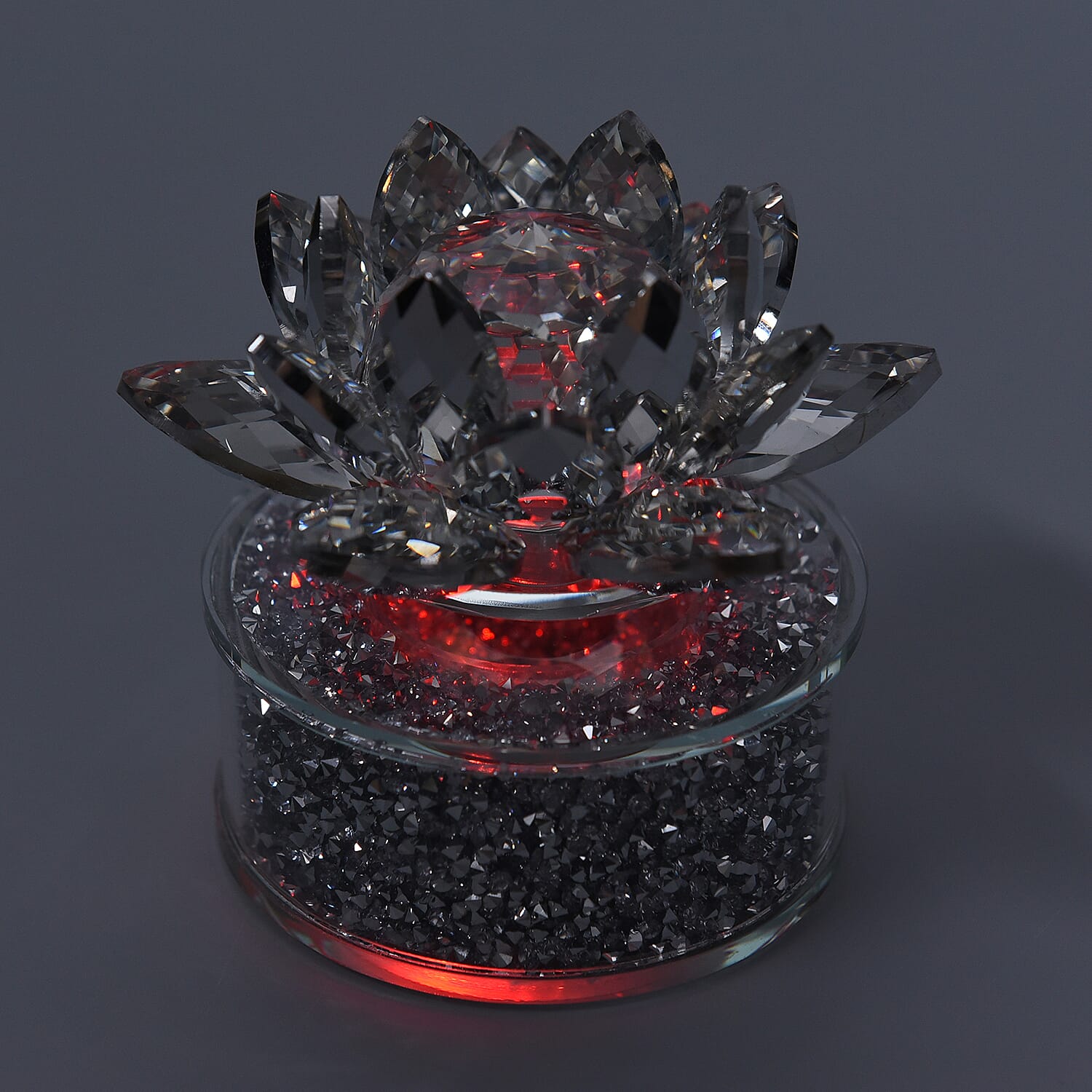 Crystal Lotus LED Light with Silver and Champagne Crystal Rotating Base 6639495 3
