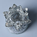 Crystal Lotus LED Light with Silver & Champagne Crystal Rotating Base (Size 11x9 Cm)
