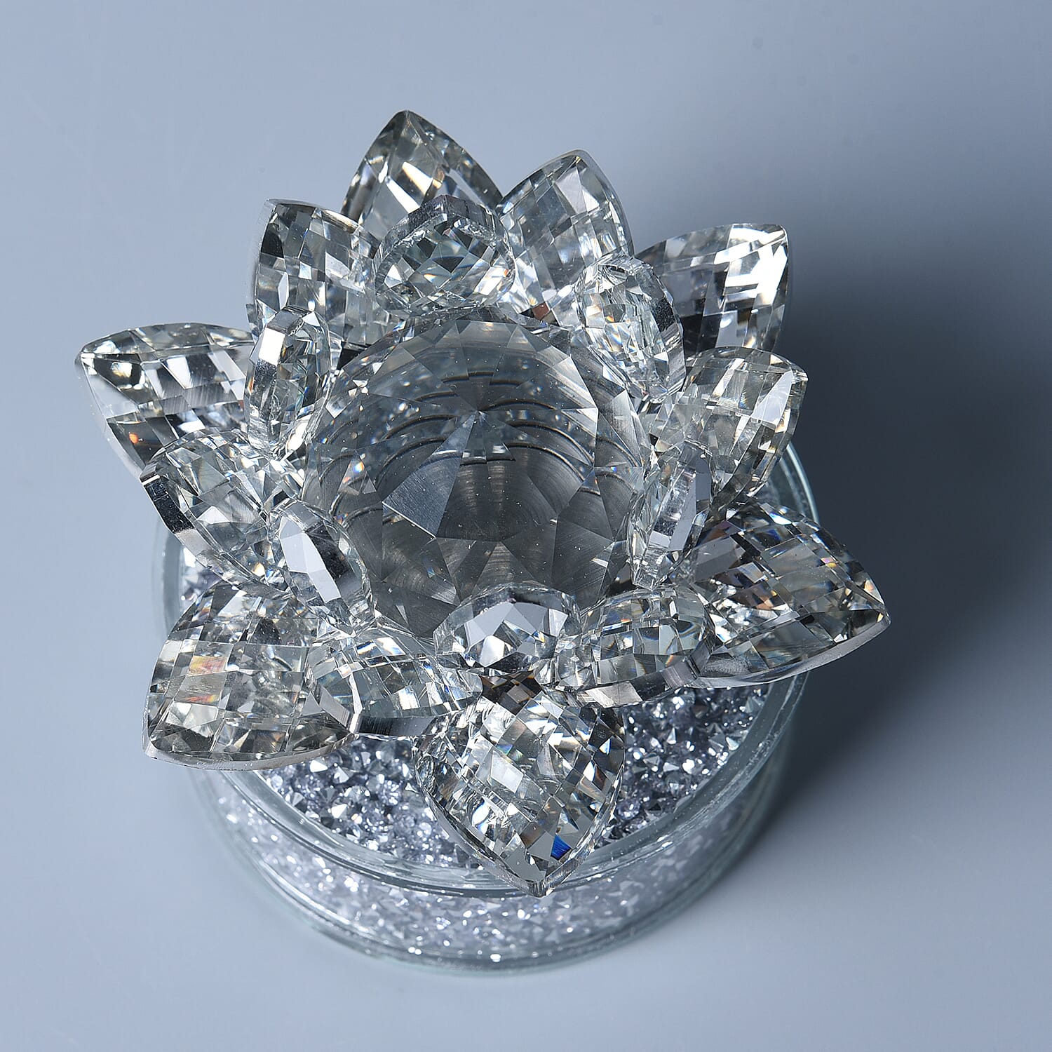 Crystal Lotus LED Light with Silver and Champagne Crystal Rotating Base 6639495 4
