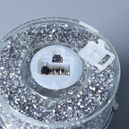 Crystal Lotus LED Light with Silver & Champagne Crystal Rotating Base (Size 11x9 Cm)