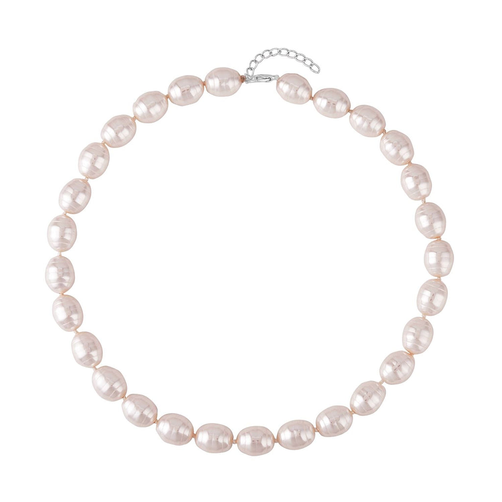 White Shell Faceted Pearl (16X13mm) Necklace (Size - 20)