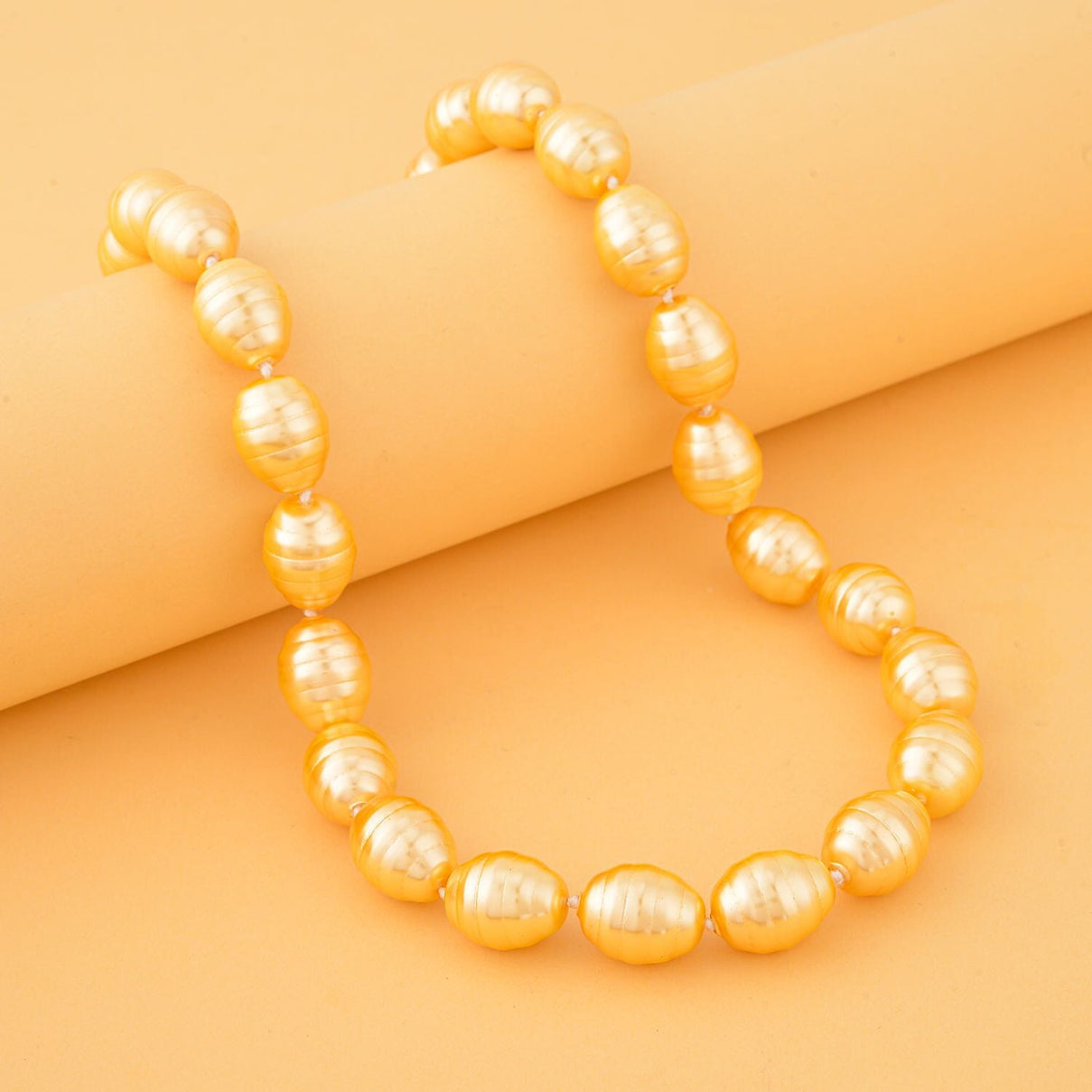 Golden Faceted Shell Pearl 16X13mm  Necklace (Size - 20) 6980823 2