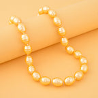 Golden Faceted Shell Pearl 16X13mm Necklace (Size - 20)
