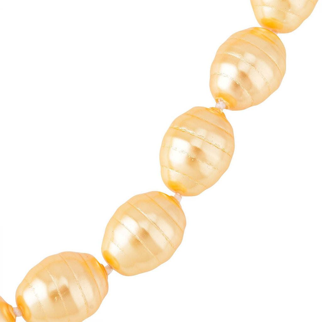 Golden Faceted Shell Pearl 16X13mm Necklace (Size - 20)