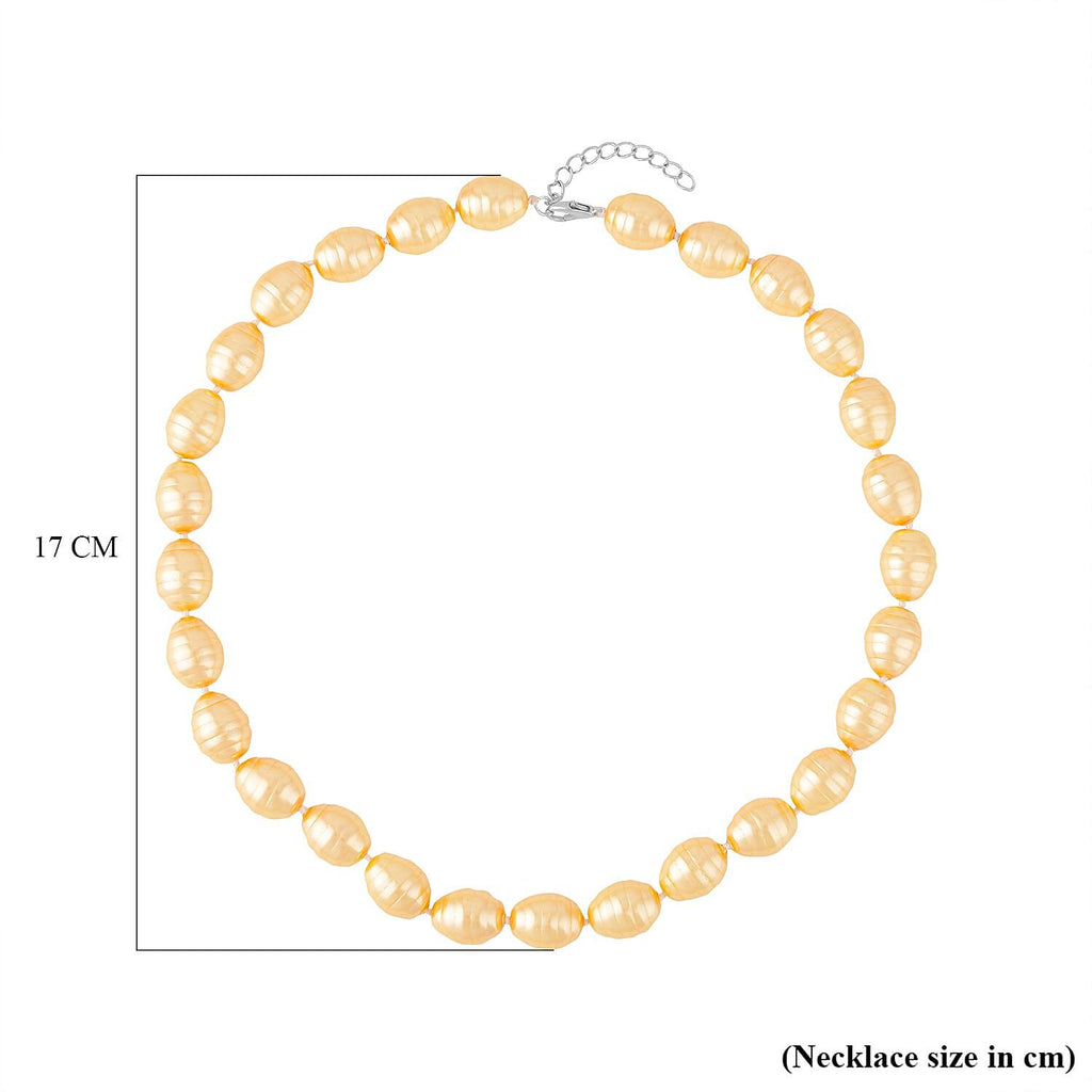 Golden Faceted Shell Pearl 16X13mm Necklace (Size - 20)