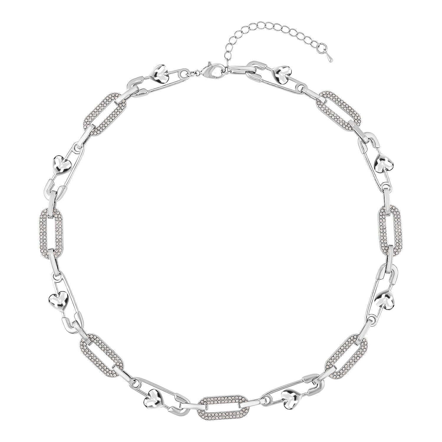 White Austrian Crystal Necklace (Size - 20 Inch with Extender) in Silver Tone 7326504 0