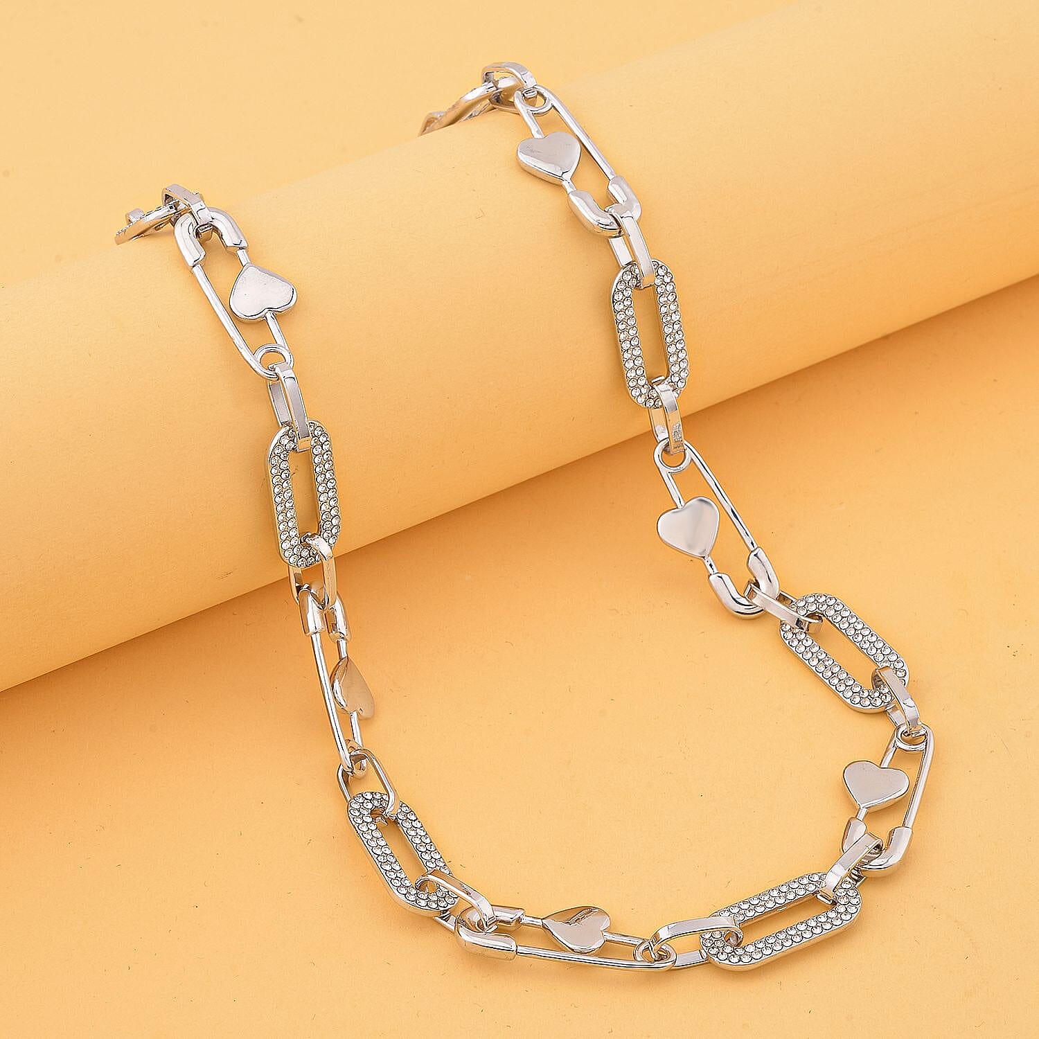 White Austrian Crystal Necklace (Size - 20 Inch with Extender) in Silver Tone 7326504 1
