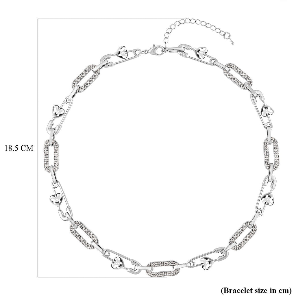 White Austrian Crystal Necklace (Size - 20 Inch with Extender) in Silver Tone