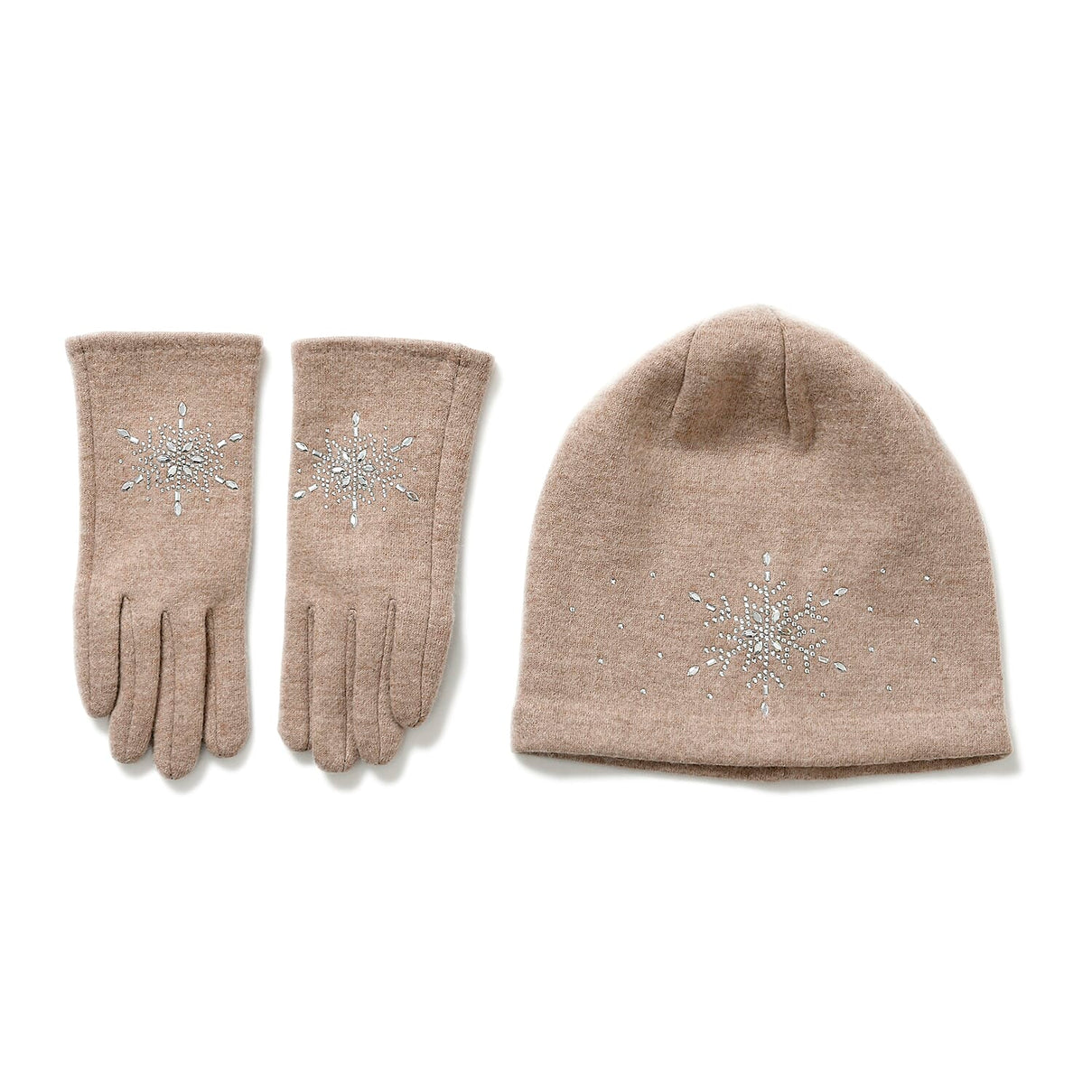 Crystal Snowflake Beanie and Gloves Set â€“ Off White 7850691 12