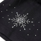 2 Piece Cashmere Set- Crystal Pattern Hat and Gloves - Black