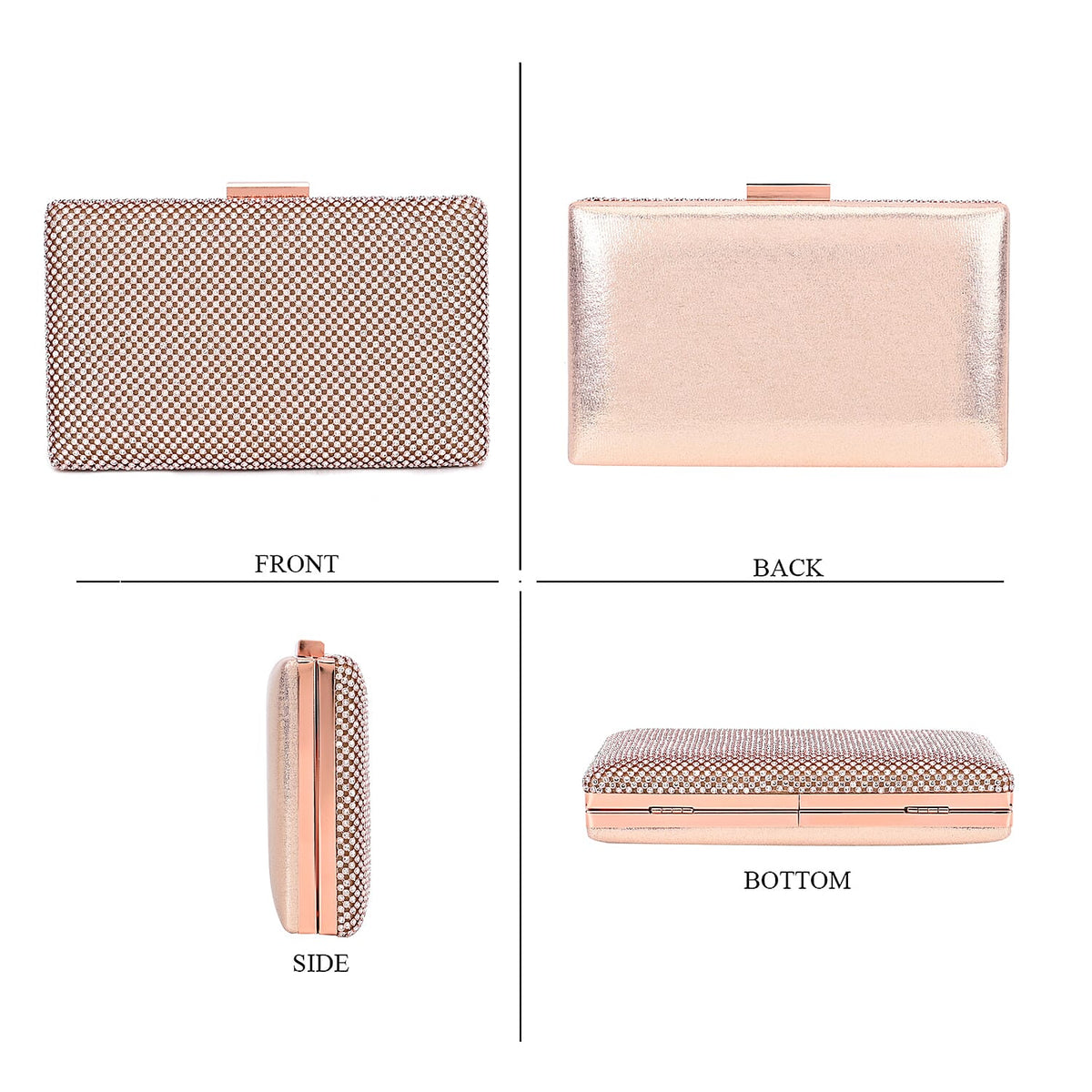 Women's Crystal Evening Accessory Set â€“ Rhinestone Clutch Bag with Bracelet and Dangling Earrings V32637840 3