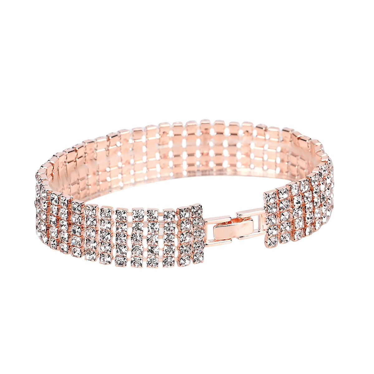 Women's Crystal Evening Accessory Set â€“ Rhinestone Clutch Bag with Bracelet and Dangling Earrings V32637840 6