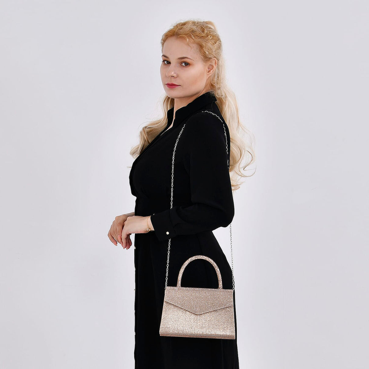 Top-Handle Crystal-Patterned Clutch Bag 7848415 2