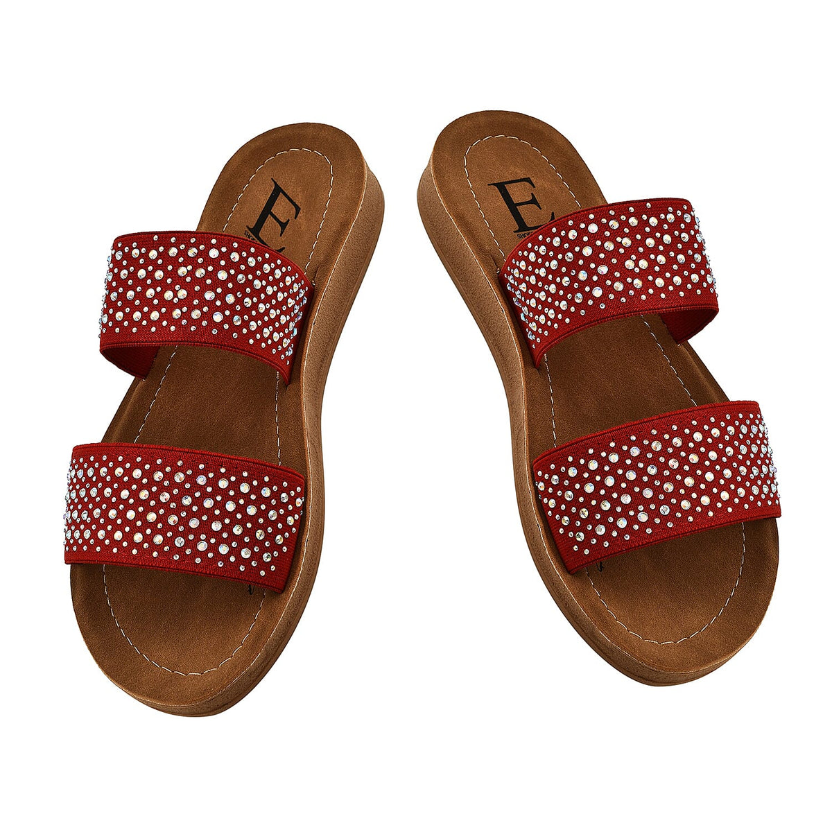 Crystal Studded Ladies Sliders - Monza Red 7168866 0