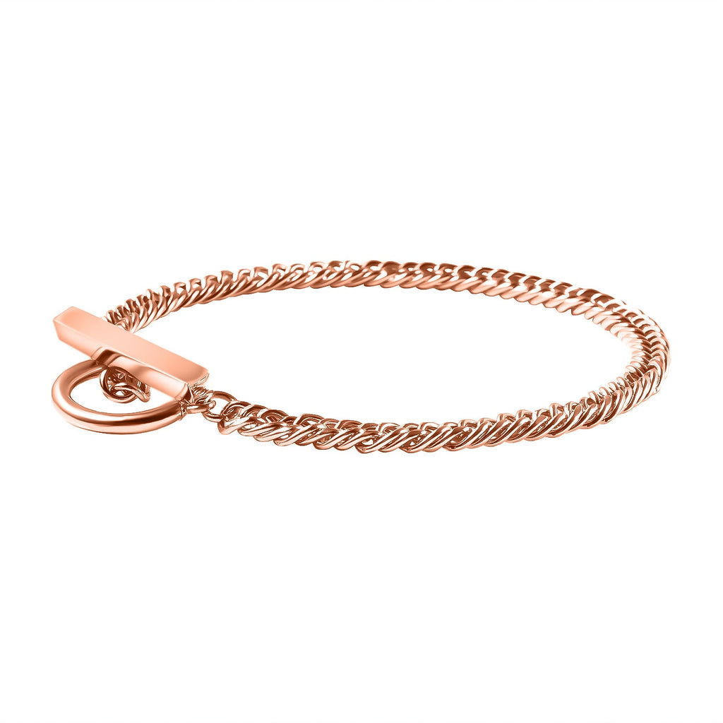 Bracelet (Size - 8) )With T-Bar Lock in Rose Gold Tone