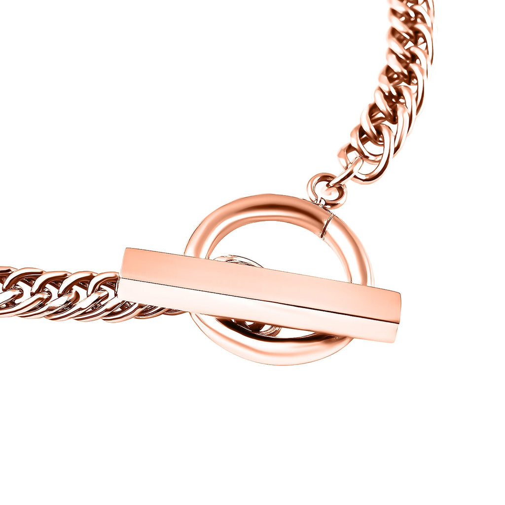 Bracelet (Size - 8) )With T-Bar Lock in Rose Gold Tone