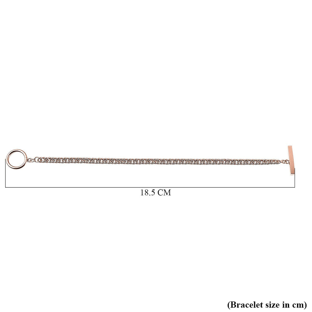 Bracelet (Size - 8) )With T-Bar Lock in Rose Gold Tone