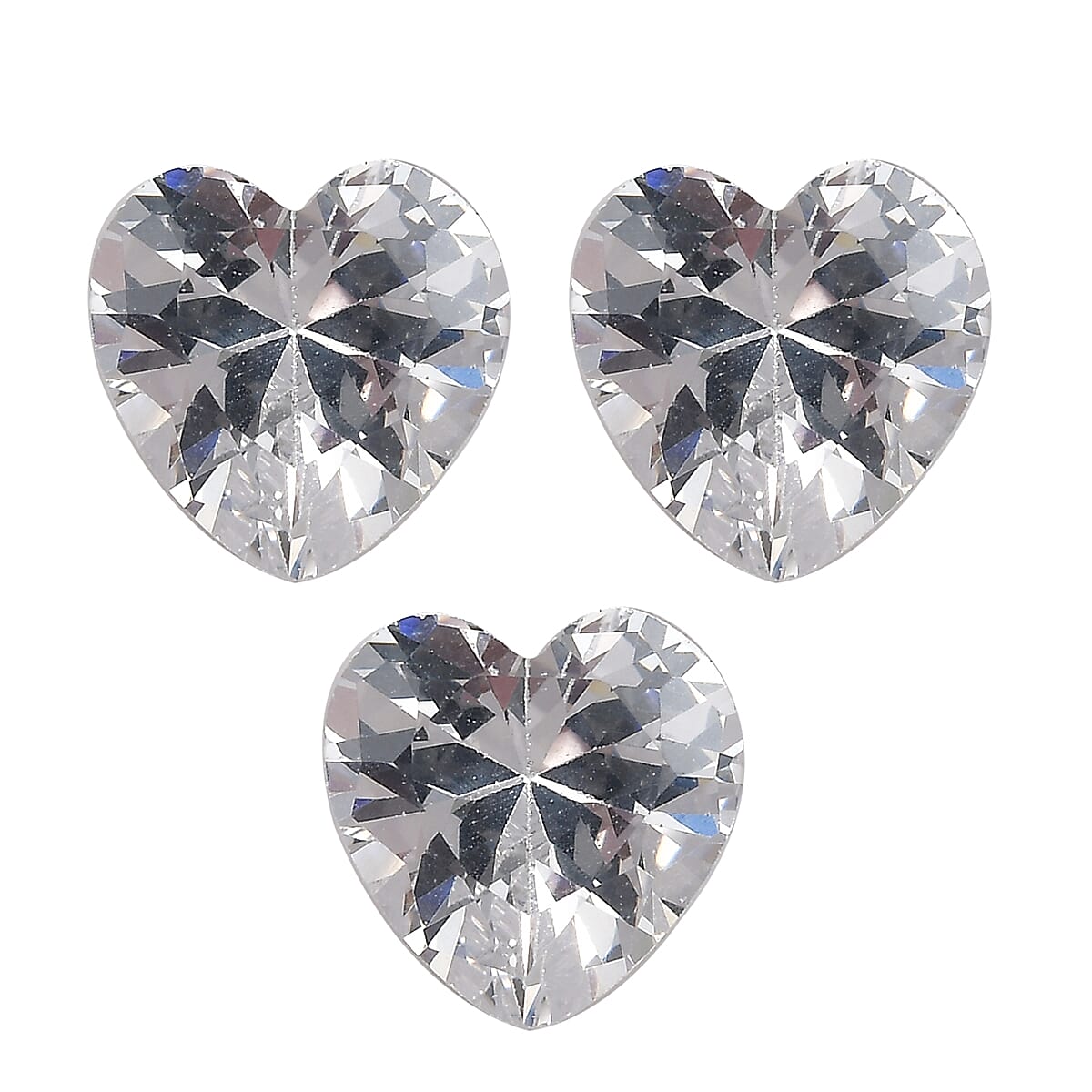 Set of 3 Cubic Zirconia Loose Gemstones in Heart Shape 3.84 Ct. 8062435 0