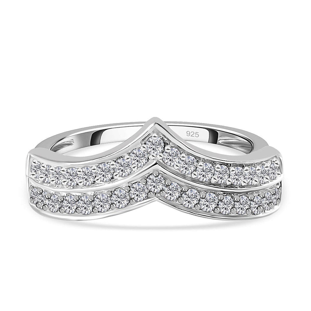 NY Close Out - Simulated Diamond Wishbone Ring in Sterling Silver 1.044 Ct