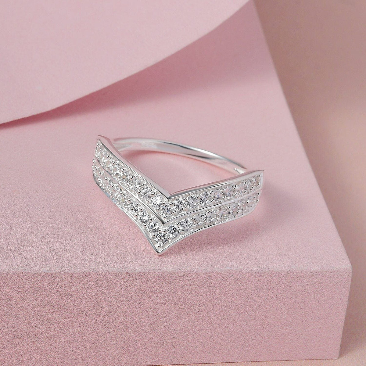 NY Close Out - Simulated Diamond Wishbone Ring in Sterling Silver 1.044 Ct 7253554 2