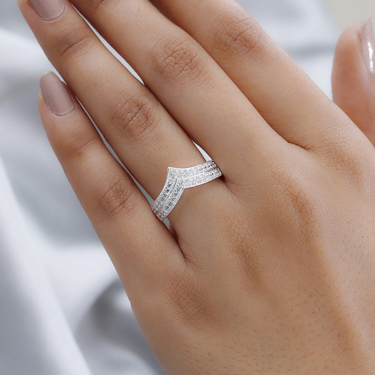 NY Close Out - Simulated Diamond Wishbone Ring in Sterling Silver 1.044 Ct 7253554 4