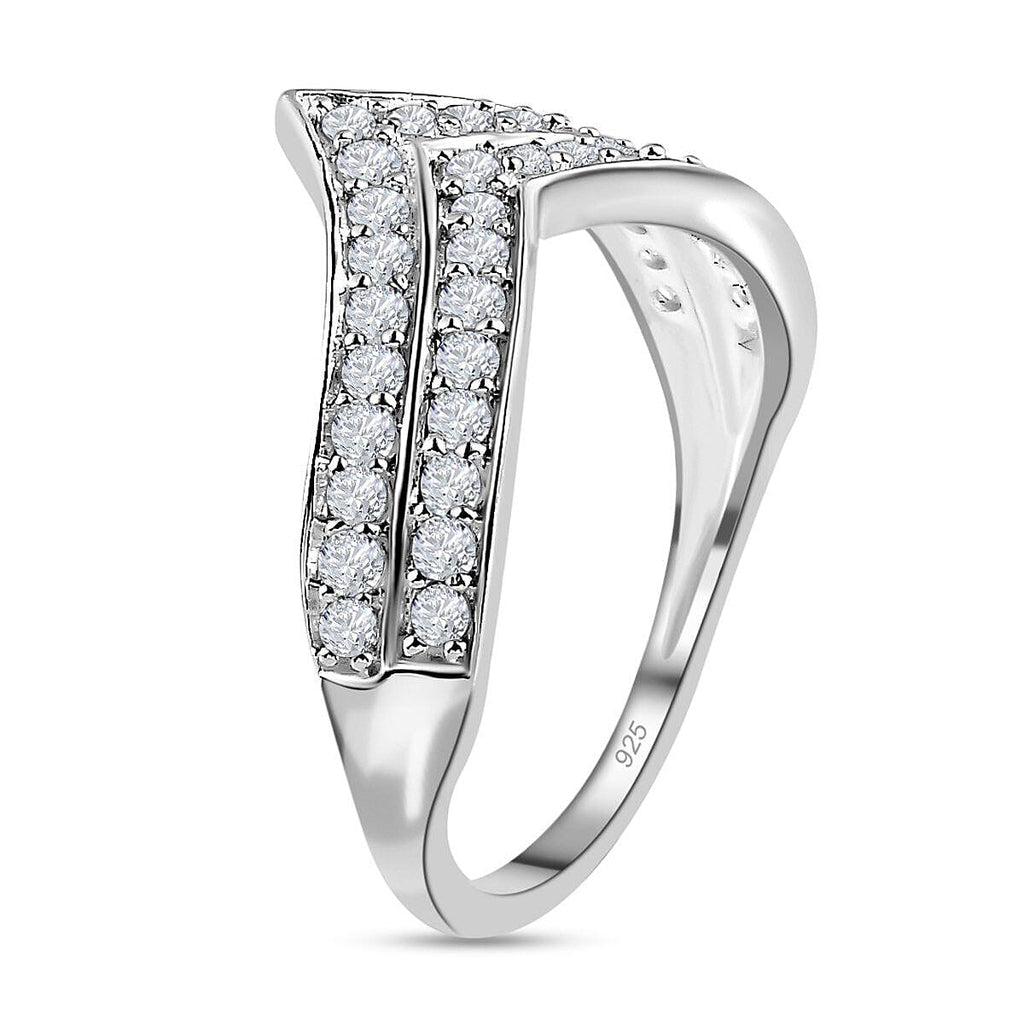 NY Close Out - Simulated Diamond Wishbone Ring in Sterling Silver 1.044 Ct