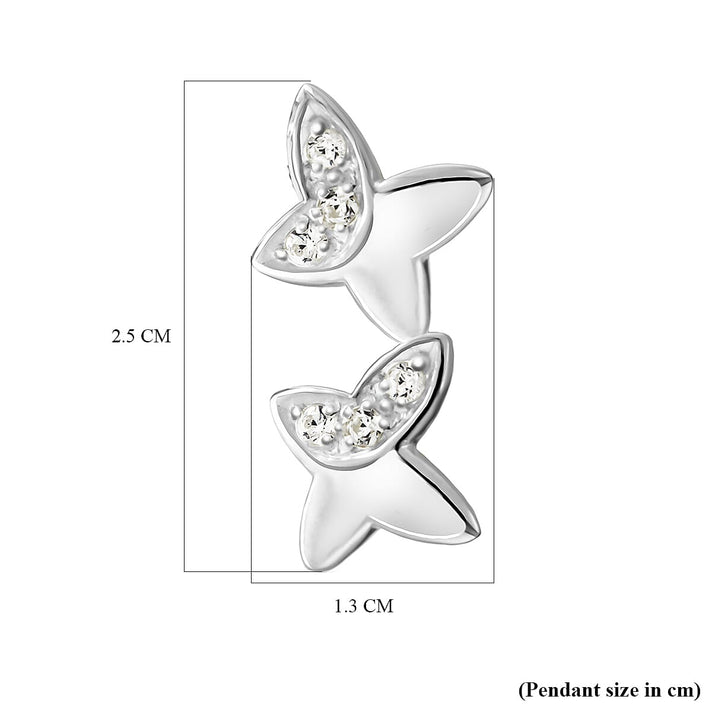 Sterling Silver Twin Butterfly Pendant in Cubic Zirconia 7754023 2