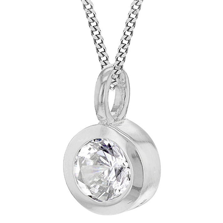 April Birthstone Sterling Silver Solitaire Pendant in Cubic Zirconia 7754430 1