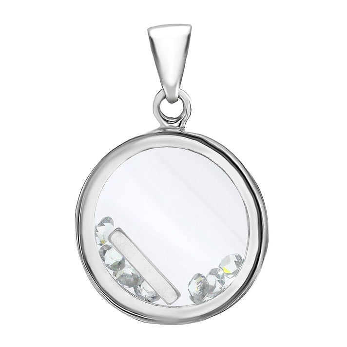 I Initial Floating Case Pendant in Sterling Silver Cubic Zirconia 14mm x 22mm 7387444 1