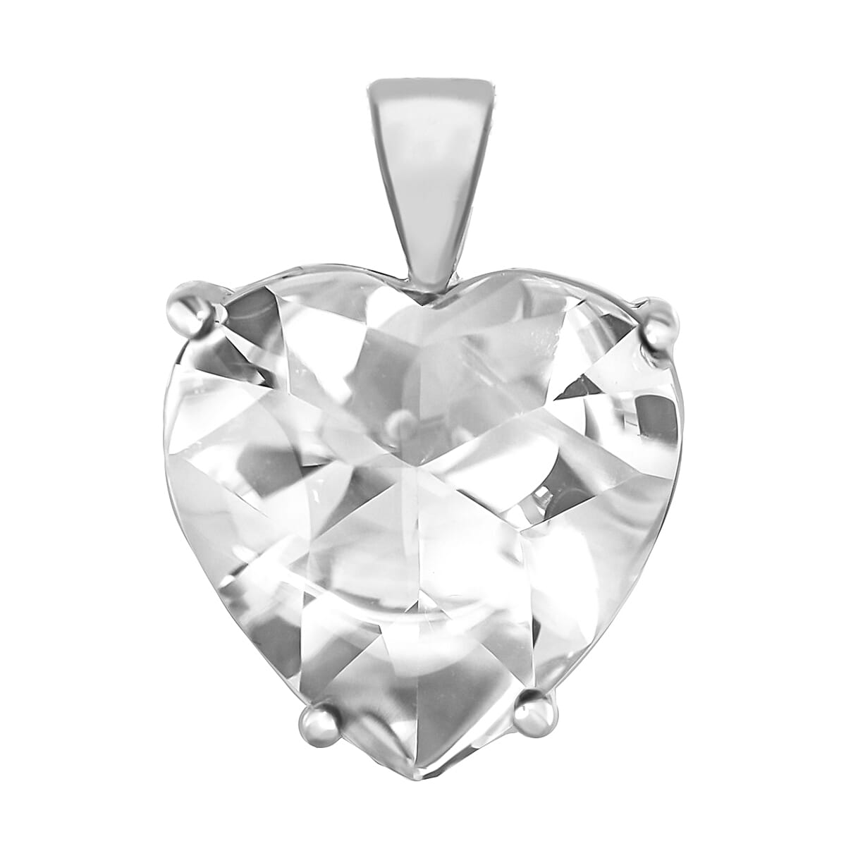 Sterling Silver Chunky Heart Pendant in White Cubic Zirconia 7754016 0