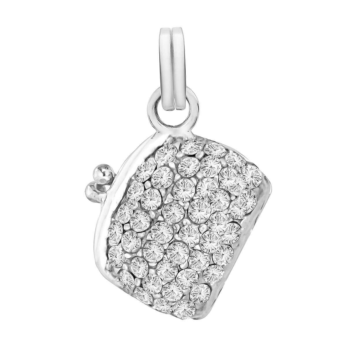 Sterling Silver Hinged White Cubic Zirconia Bag Pendant 7753995 0