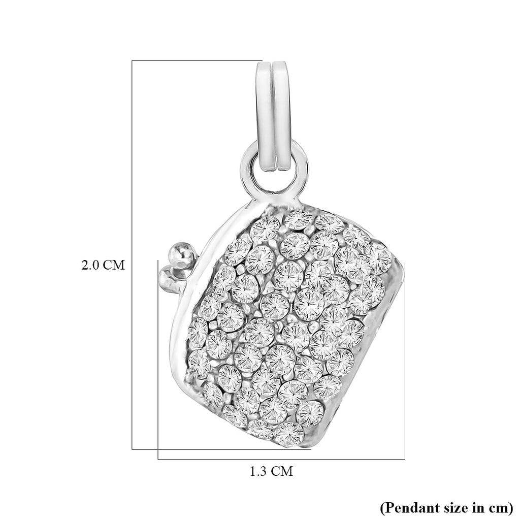 Cubic Zirconia Hinged Crystal Bag Pendant in Sterling Silver