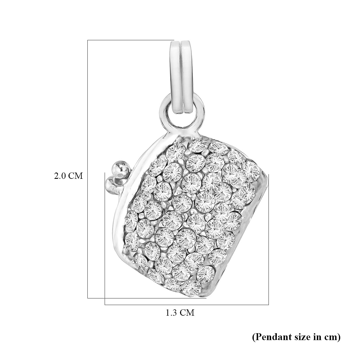Sterling Silver Hinged White Cubic Zirconia Bag Pendant 7753995 1
