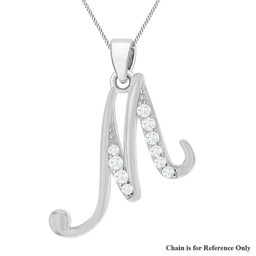 Cubic Zirconia  Pendant in Rhodium Overlay Sterling Silver 0.03 ct  0.034  Ct.