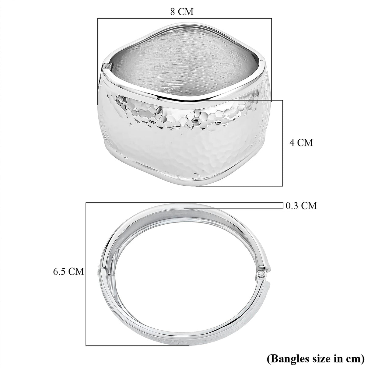 Openable Hammered Cuff Bangle With Hinged Mechanism, Size 7 8282647 6