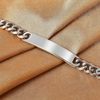 Rectangle Charm Stainless Steel Curb Bracelet (Size - 8)