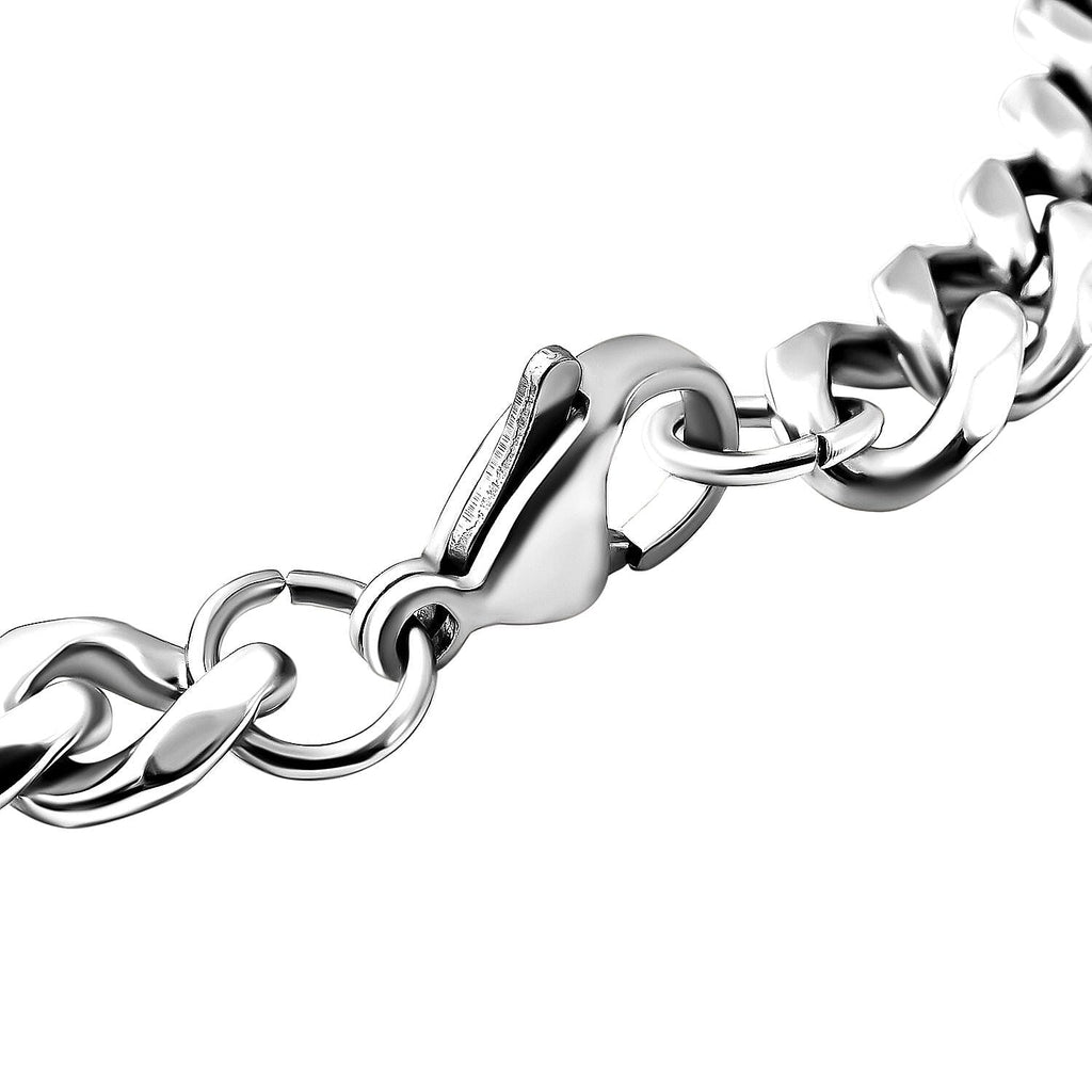 Rectangle Charm Stainless Steel Curb Bracelet (Size - 8)