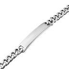 Rectangle Charm Stainless Steel Curb Bracelet (Size - 8)