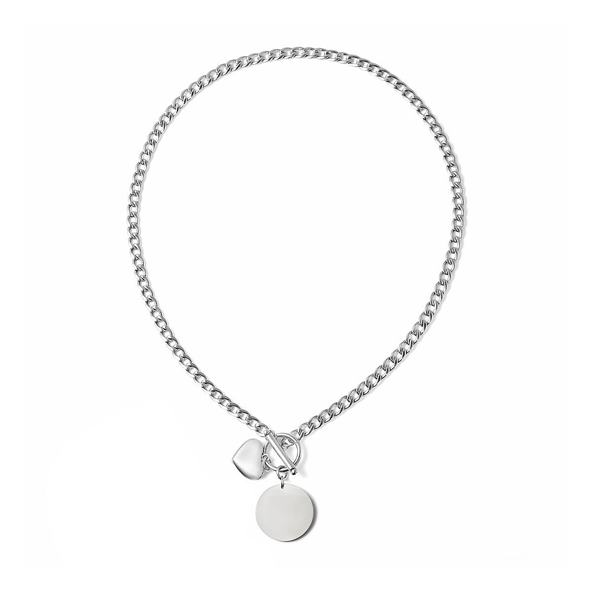 Curb Chain Necklace (Size - 18) with Charm in Stainless Steel 7176641 0