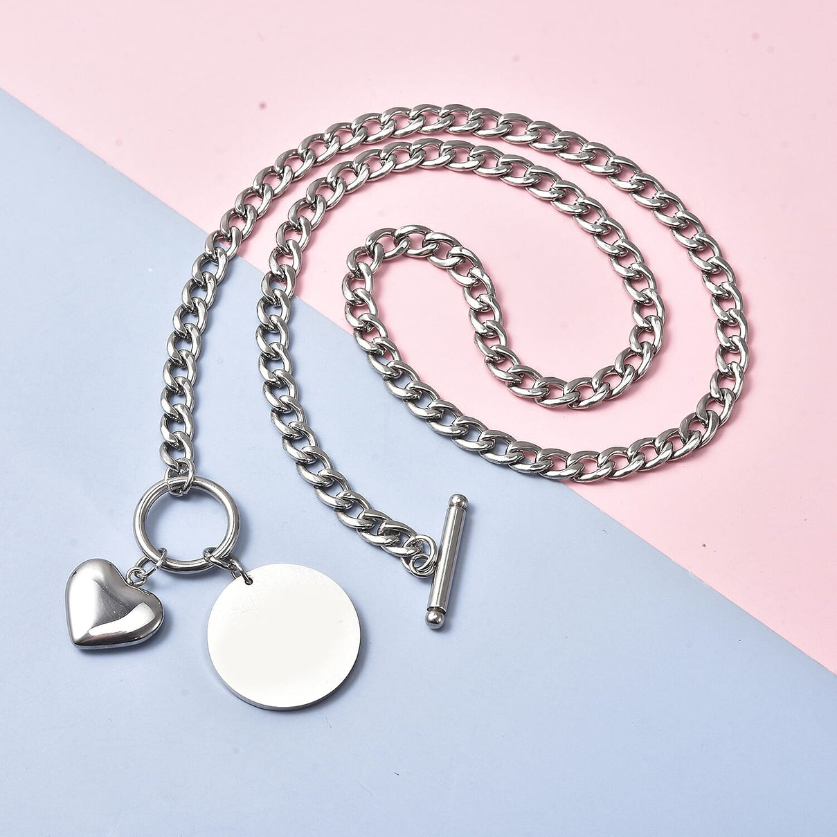 Curb Chain Necklace (Size - 18) with Charm in Stainless Steel 7176641 2