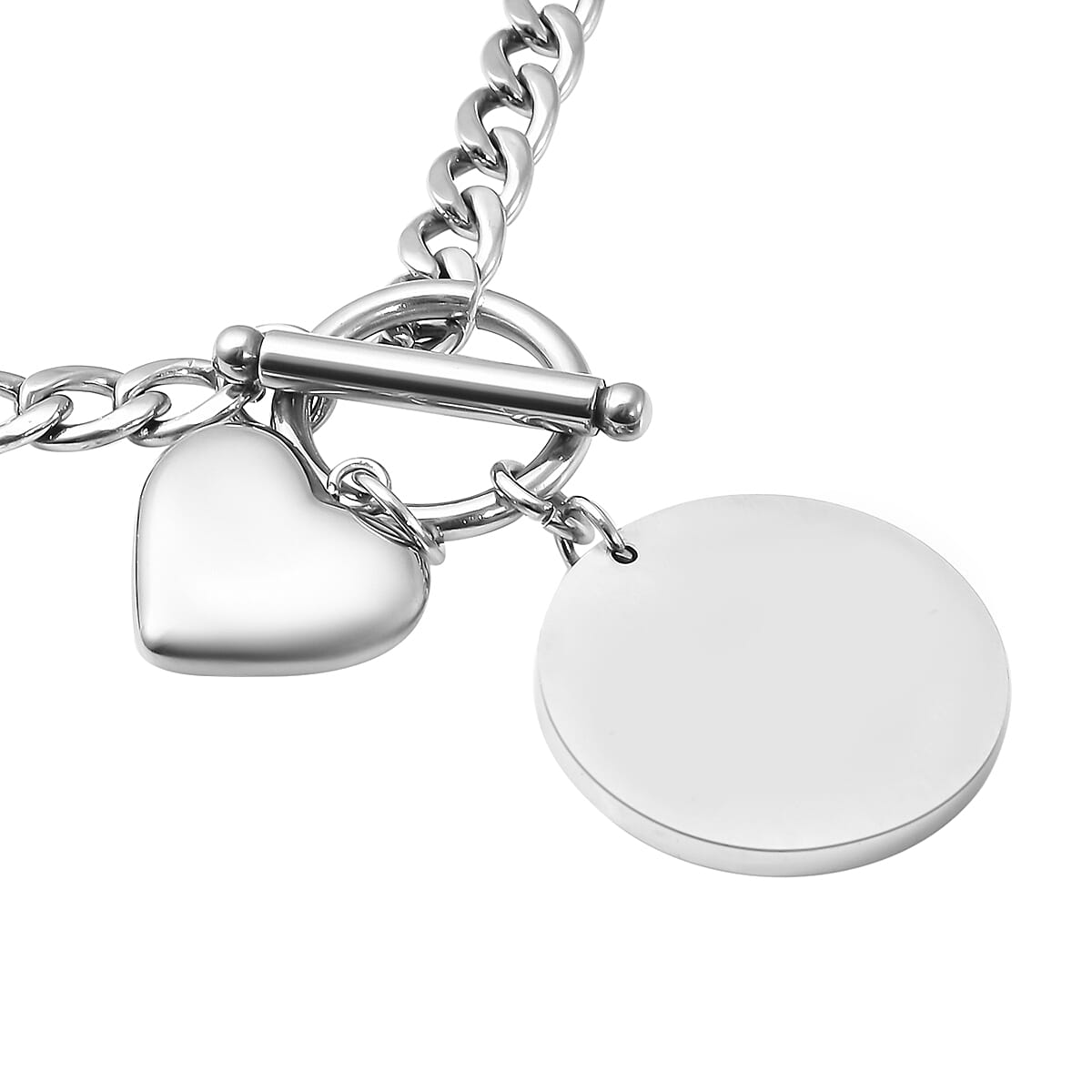Curb Chain Necklace (Size - 18) with Charm in Stainless Steel 7176641 3