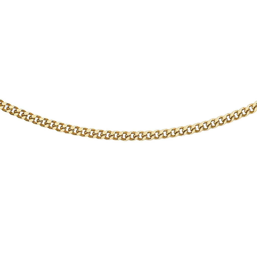JCK Vegas Close Out- 9K Yellow Gold Curb Necklace(Size 18) with Spring Ring Clasp